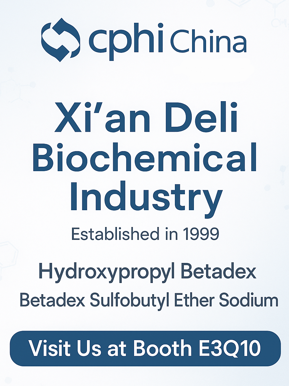CPHI China 2025 Vorschau: Hydroxypropyl Betadex und Sulfobutylether -Natriumlösungen stehen im Mittelpunkt des Standes E3Q10 von Xi'an Deli im Mittelpunkt